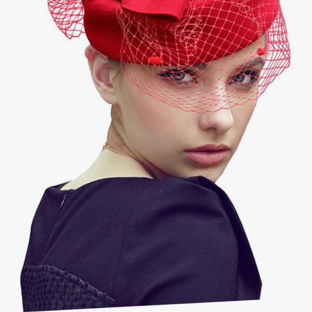 Elegant Red Fascinator Hat